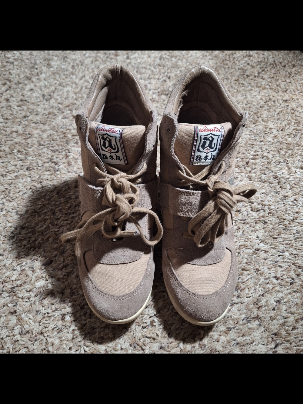 ASH Limited Suede Bowie Hidden Wedge High Top Sneakers 38
